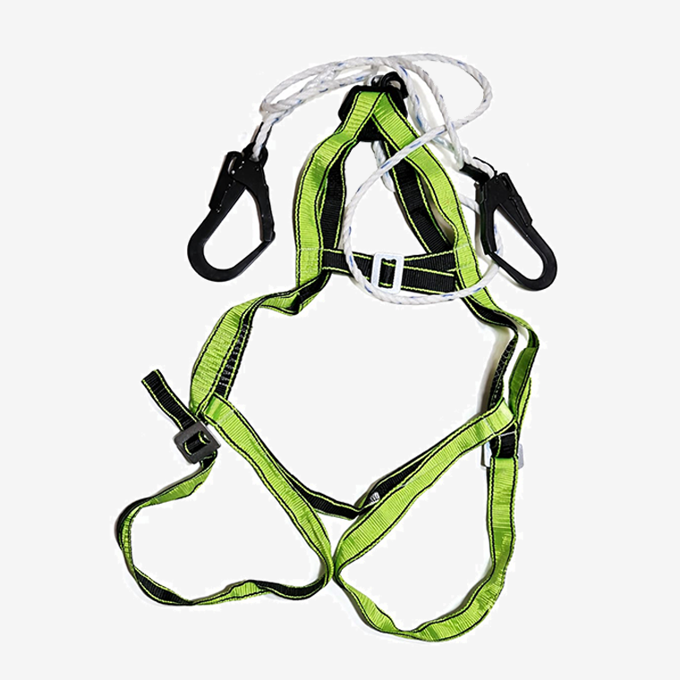Green Black Polyester Safety Body Harness 12 mm Rope